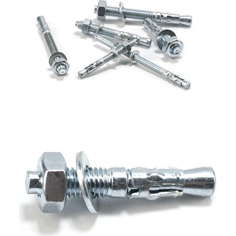 Lot de 15 boulons d'ancrage M10 - Ancrage à béton - Pour charges lourdes - M10 x 60 mm - Boulons d'ancrage pour balustrade, béton, fenêtre, pierre, machines, poutres, vis d'ancrage, écrous (1/5)