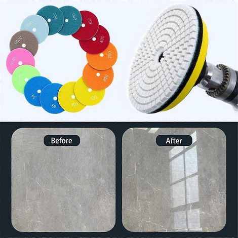 16 Stück 4-Zoll-Diamant-Nasspolierpads mit Stützteller