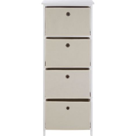 Premier Housewares Lindo 4 Natural Fabric Drawers Cabinet
