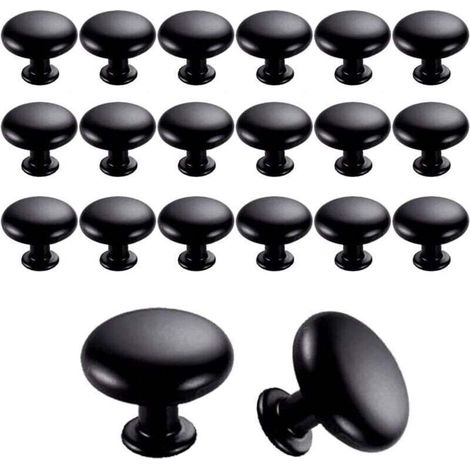 20 Pièces Boutons de Porte et Tiroir 30mm Vintage Poignées Noires pour Meuble et Placard de Cuisine (1/4)