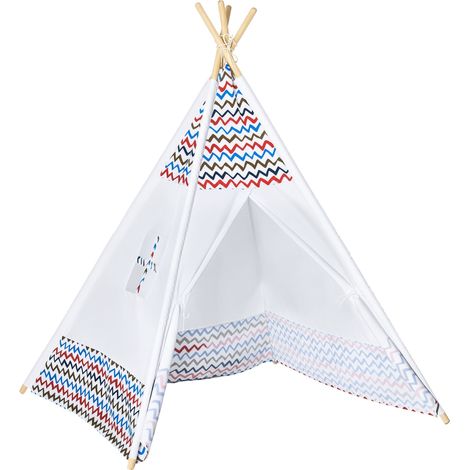 Tenda per bambini da 3 anni in su, in legno, portatile, con finestra, per uso interno ed esterno, 120x120x155 cm, bianca.