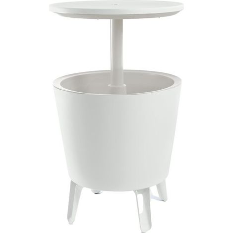 Tavolino Termico Piano Rialzabile Ø49,5 cm in Resina Keter Cool Bar Bianco (1/10)