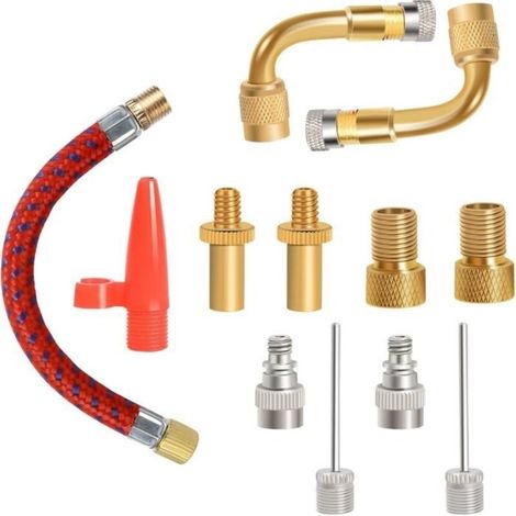 Adaptateurs de valve de pompe, adaptateur de valve de vélo à valve de voiture SV AV DV, boules d'aiguille à bille (12 pièces) (1/5)