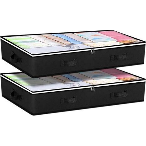 Lot de 2 paniers de rangement pour vêtements, sous lit, pliables, couvertures, literie, grande capacité, organisation chambre et rangement (1/5)
