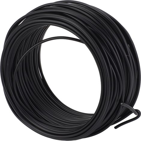 Fil de ligature en fer galvanisé, flexible, pour câble de télécommunication PVC, 1,5 mm x 20 m, à extrémité arrondie, noir (1/5)
