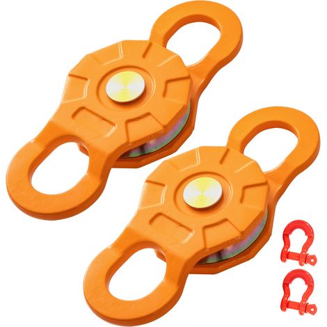 Poulie à câble, 11T/25 000 LBS, limite de charge, pour corde synthétique 14 mm ou élingues, récupération 4x4, tracteur, camion, ATV/UTV, lot de 2 (1/5)