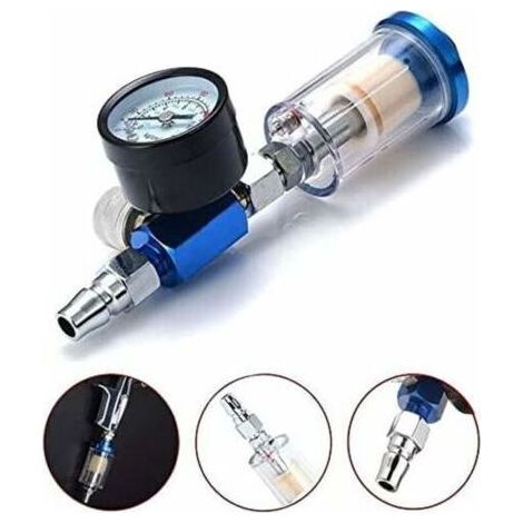 180PSI 1/4 Pistolet à Peinture en aérosol régulateur de Pression d'air jauge compresseur aérographe et Filtre de piège à Eau en Ligne (1/4)