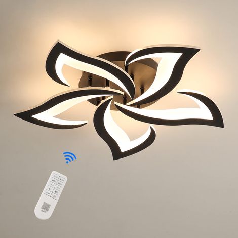 Plafonnier LED Dimmable 40W, Créatif Pétales Design, Noir, 60cm (1/5)