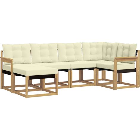 Set di divani da esterno con cuscino 6 pz Salotto da Giardino Bianco e Crema (1/5)