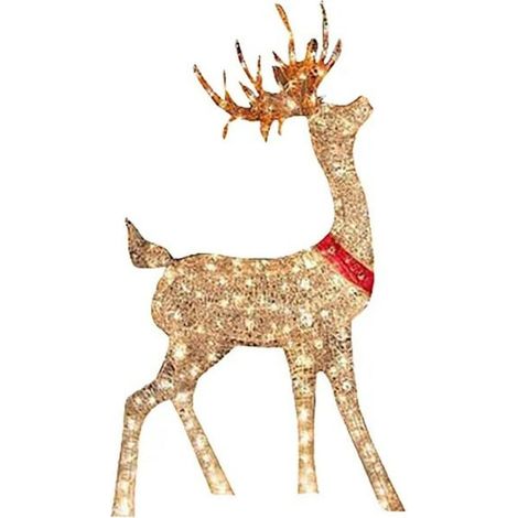 Décor de Noël lumineux Renne Traîneau Extérieur Jardin Hiver Devant Maison Jaune Cadeau Festif Invincible Yard Art (1/4)