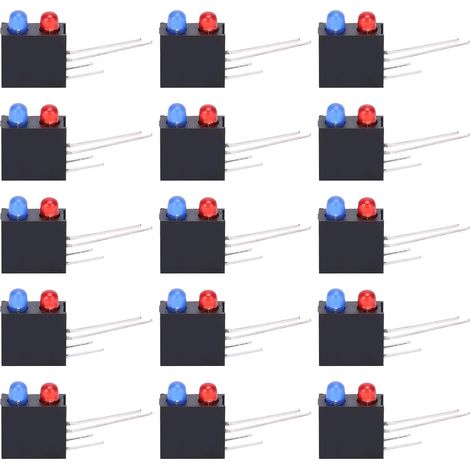 100 pièces support en plastique LED, double trou carré noir base incurvée à 90 degrés avec lumière rouge bleue 3 mm (1/5)