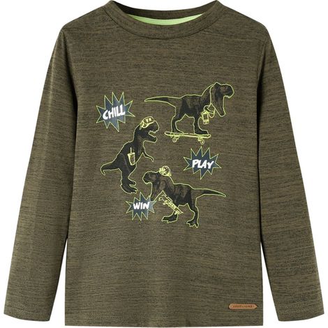 Teenpull – Kinder-Langarmshirt Dunkles Khaki Melange 92 (1/5)