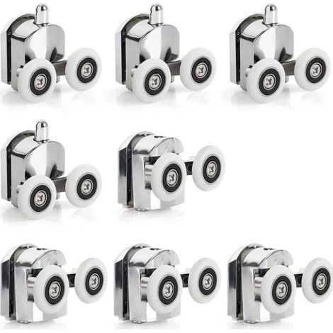Linghhang – Set di 8 rulli per box doccia (25 mm) – Lega di zinco resistente alla corrosione – Installazione rapida – Doppia faccia per uno scorrimento fluido (1/5)
