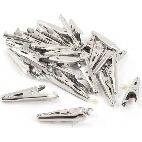 20 Metal Alligator Clips Iron Nickel Plated 35mm Length Jaw Opening for Firm Grip Alligator Clips for Crafts Metal Insulated Alligator Clip (1/4)