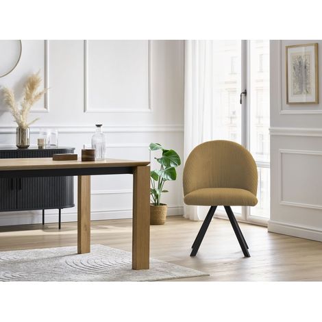BOBOCHIC - Chaise LALIE tissu velours côtelé et pieds étoile Jaune (1/5)
