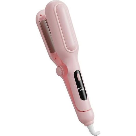 Fer à boucler pour ondulations effet plage – fer à boucler ondulé avec technologie anti-brûlure et ions négatifs, cylindre en céramique, adapté à tous types de cheveux, pour des ondulations lisses et