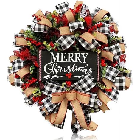 Guirlande De Lettres De Noël - 25 Cm - Décoration En Rotin Avec Fruits Rouges Simulés - Pour Porte Ou Mur - 1 Pièce