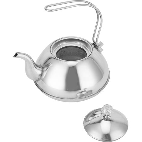 Théière en acier inoxydable avec infuseur à thé, bouilloire épaisse non magnétique pour la maison et le bureau (2 L) (1/5)