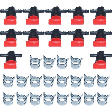 Vanne de coupure de carburant en ligne 1/4" avec kit de collier adapté à 493960 494768 698183 John Deere AM36141 AM107340 pièces (1/5)