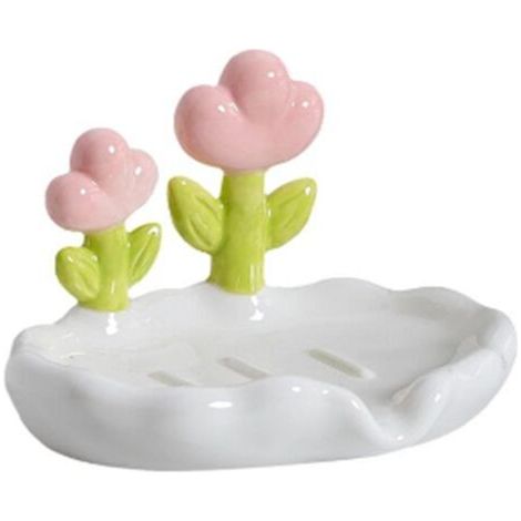 Porte-Savon Créatif et Mignon en Forme de Fleur en PP avec Drain pour Salle de Bains à Domicile (1/5)