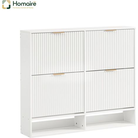 Schuhschrank, weiß, aus weißem Holz 120 x 24 x 102 cm HOMAIRE (1/5)
