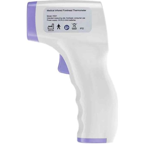 Thermomètre Frontal Digital Sans Contact Infrarouge, Mesure Frontale, Lecture Code Couleur, LCD, Alerte Fièvre, Fonction Mémoire (1/5)