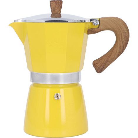 Cafetière en aluminium 300 ml avec poignée, bouilloire à café jaune pour usage domestique (1/5)