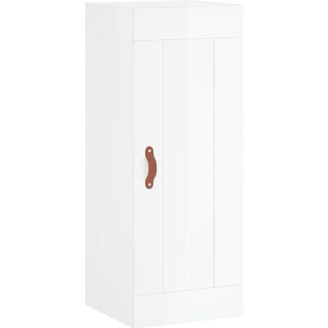 Armadio da parete dal design elegante portaoggetti 34,5 x 34 x 90 cm in legno multistrato bianco lucido 020048938