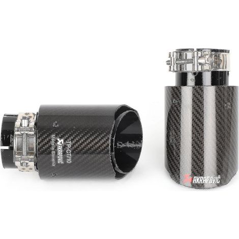 4-Zoll Akrapovic Auspuffendkappen aus glänzender Kohlefaser, 2 Stück, Universaltyp - wf (1/5)