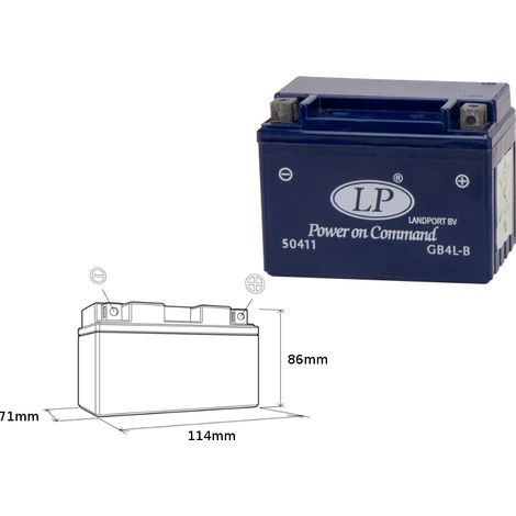 Batteria per moto al piombo in gel Landport 12V 4Ah 60A