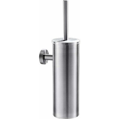 TONCHEAN Brosse WC,Brosse de toilette en acier inoxydable, ensemble de brosse de toilette murale, brosse de toilette à long manche avec récipient, argent chromé. (1/5)