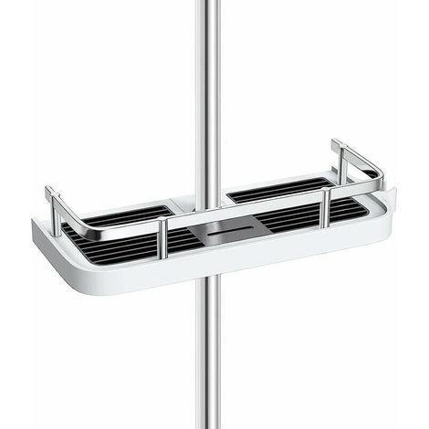 royaluxe - Étagère de douche réglable, support organisateur sans perçage pour shampooing, savon, nettoyant pour le visage, etc. Convient pour une tringle de douche de 19 mm à 25 mm - Rectangulaire (1/5)