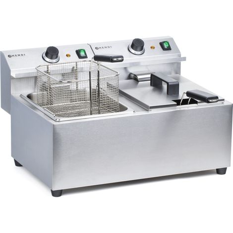 Freidora comercial Mastercook 7kW 230V 2 x 8L - Hendi 207307 (1/2)