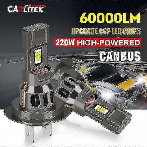 H7 LED Canbus 60000lm 220W Turbo Mini Connectique Plug&Play Ventilateur Ampoule Auto 6000K Blanc 12V Phare Sans Fil (1/5)