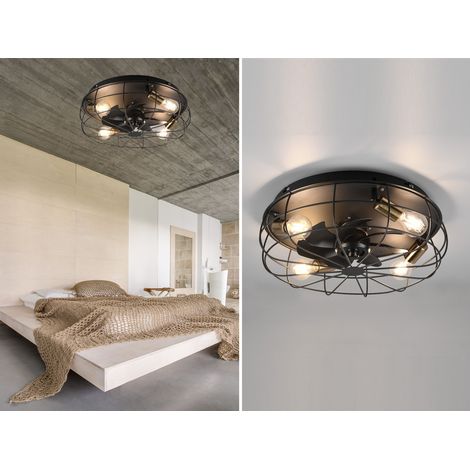 LED Deckenleuchte mit Ventilator, Fernbedienung & Timer 3 Stufen, Ø 48cm (1/5)