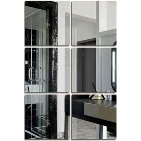 Full-length wall mirror (glass, 6" x 6" x 6 pieces), full-length mirror tiles for door, bedroom, home gym (1/4)
