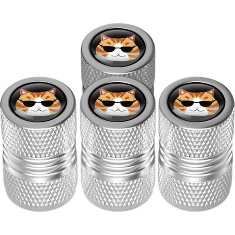 Bouchons de valve de pneu Cat, lot de 4, en alliage d'aluminium, étanches et résistants, avec une couche robuste, pour véhicules, avec une texture raffinée, compatible avec les voitures, motos et cami