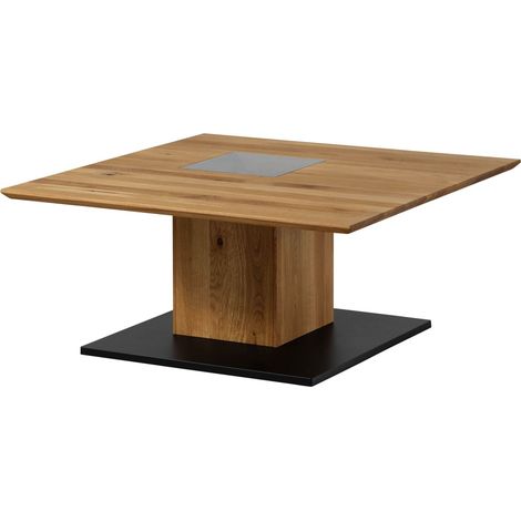 Tavolino da salotto in legno di quercia selvatica 95x95x45 oliato naturale LINDAU 03