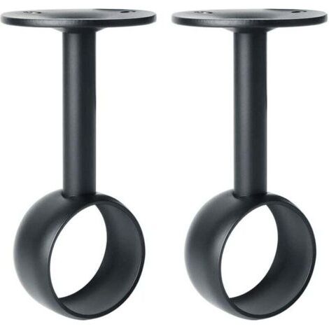 Support de Tringle à Rideaux Support Tringle Penderie avec Vis Support de Plafond pour Rideau et Armoire, Noir Mat en Acier Inoxydable, Diamètre 32 mm, 2 Pcs