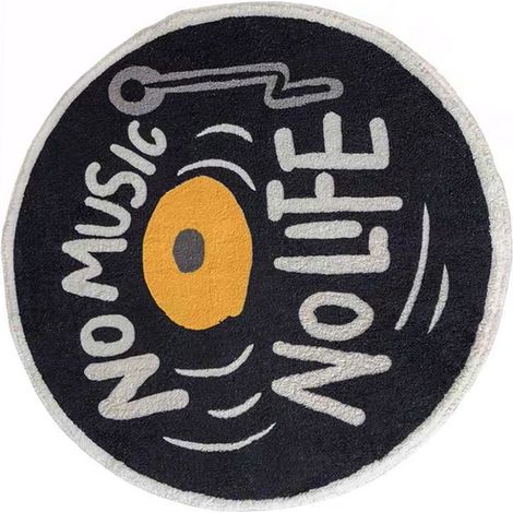 Tapis absorbant d'eau, motif disque CD rétro, antidérapant, épais et doux, imitation cachemire, tapis de salle de bain, type 1, 60 x 60 cm (1/5)