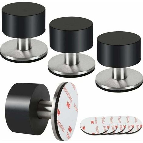 Butées de porte en caoutchouc auto-adhésives 3M – Lot de 4 pour plinthes, fixation murale, isolation sonore maison/bureau