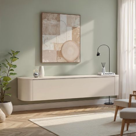 Meuble tv mural suspendu beige 180cm OLGA (1/5)