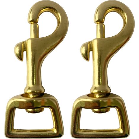 Lot de 2 Laiton Mousquetons Pivotant Crochets Porte Clé pour Collier Chien, Laisse Chien, Paracorde, Sacs à Main, Sangle Sac à Dos, Camping, Pédestre (16mm) (1/4)
