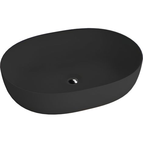 Vasque à poser LAVITA Vasque à poser élégante et compacteProduit en porcelaine de haute qualité ovale 59,5x43x13,5 cm  Noir