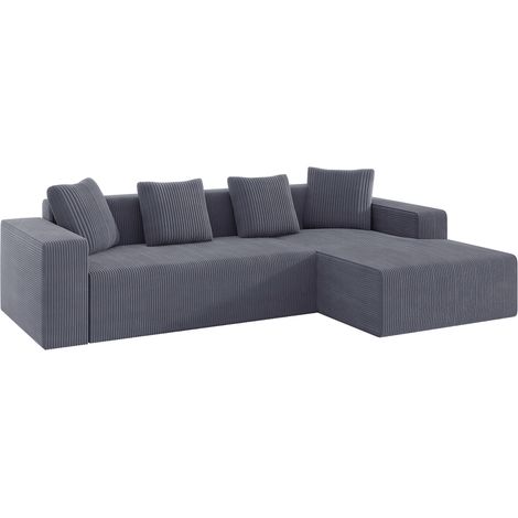 Canapé Fully compressed boneless cloud combination L-shaped recliners Corduroy Gray 261.00x146.00x65.00 ZIPSOFA (1/5)