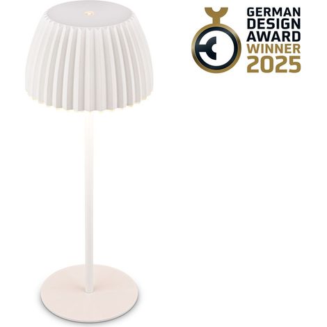 Riffle LED Tischlampe Akku Tischleuchte Höhenverstellbar Dimmbar Kabellos Weiß