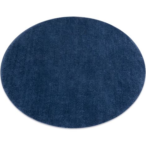 Tappeto da lavaggio moderno LINDO cerchio blu scuro, antiscivolo, a pelo lungo blue rotondo 80 cm