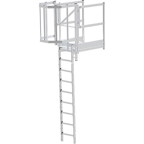 Echelle à crinoline avec palier de sortie frontale 0,6m et trappe de condamnation - Hauteur à franchir 2.50 à 2.80m - CS25-CPSH-060-CVAP