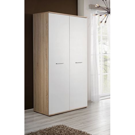 Armoire-penderie - DINO - 90 cm x 191 cm x 55 cm - Chêne et blanc - Livraison gratuite (1/3)