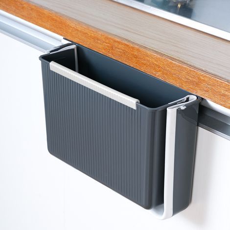 Cubo de basura plegable para cocina, cubo de basura de pared de 5 litros, cubo colgante para puertas de armarios, contenedor de basura para el hogar, la oficina y el baño. (1/4)